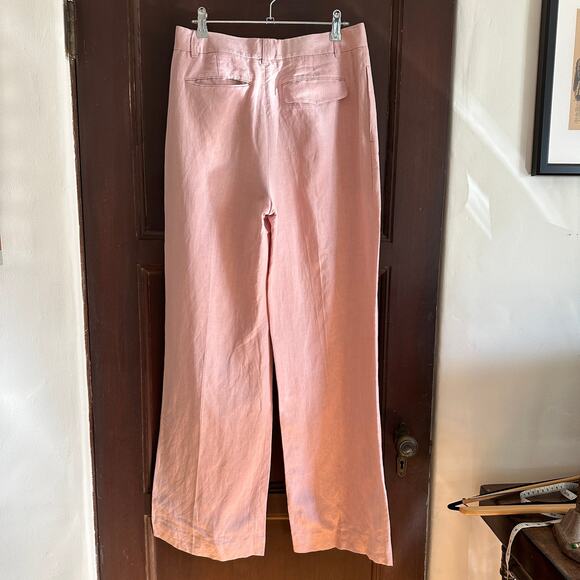THE SCRIPT | Petal Pink Sofie Linen Blend Wide Leg Pleated Front Trousers Sz 6 - Picture 3 of 5